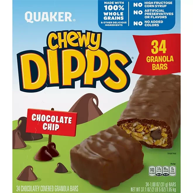 Quaker Chewy Dipps Chocolate Chip Granola Bars: 34-Piece Box - Image 2