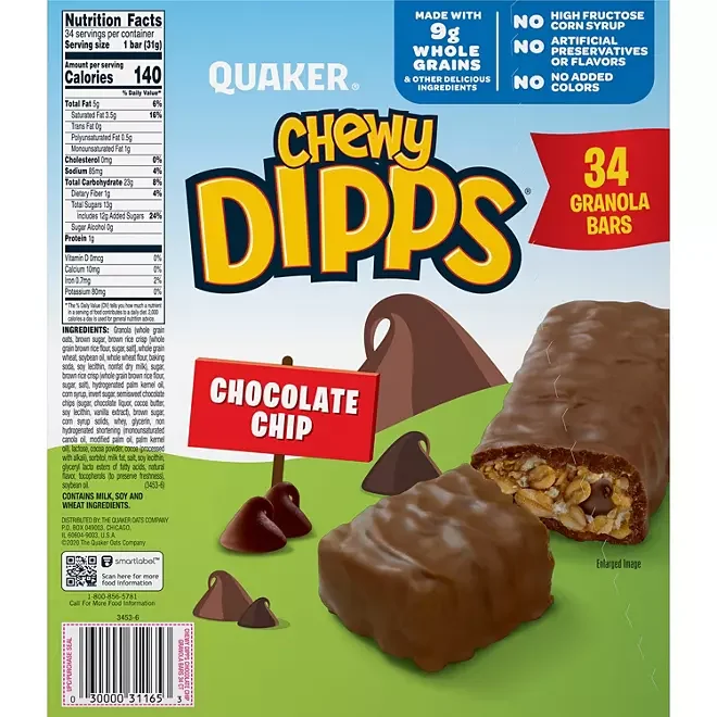 Quaker Chewy Dipps Chocolate Chip Granola Bars: 34-Piece Box - Image 3