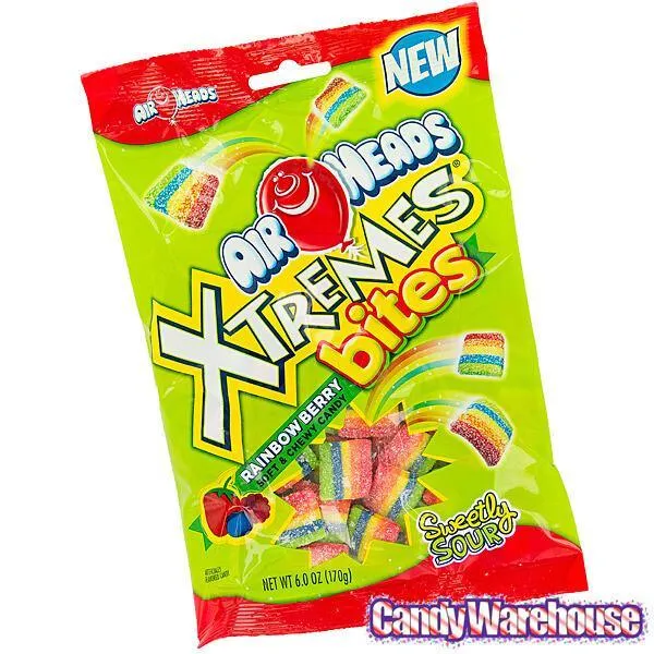 AirHeads Xtremes Sour Belts Bites Candy Packs - Rainbow Berry: 12-Piece Box - Image 3