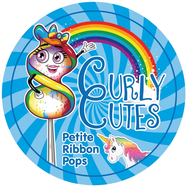 CurlyCutes Petite Crystal Ribbon Pops - Rainbow Cherry: 20-Piece Jar - Image 2