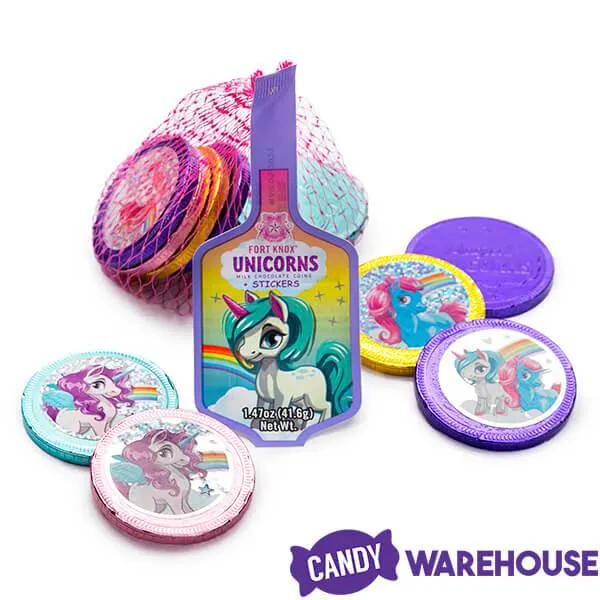 Rainbow Pony Unicorn Foiled Milk Chocolate Coins in Mesh Bags: 18-Piece Box - Image 4