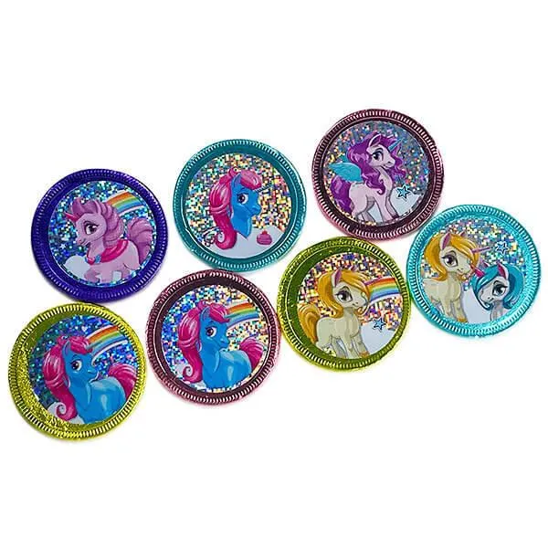Rainbow Pony Unicorn Foiled Milk Chocolate Coins in Mesh Bags: 18-Piece Box - Image 5