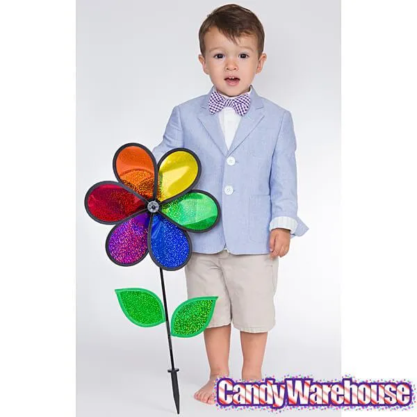 Rainbow Sparkle Flower Spinner - 12 Inch Flower Wheel - Image 3