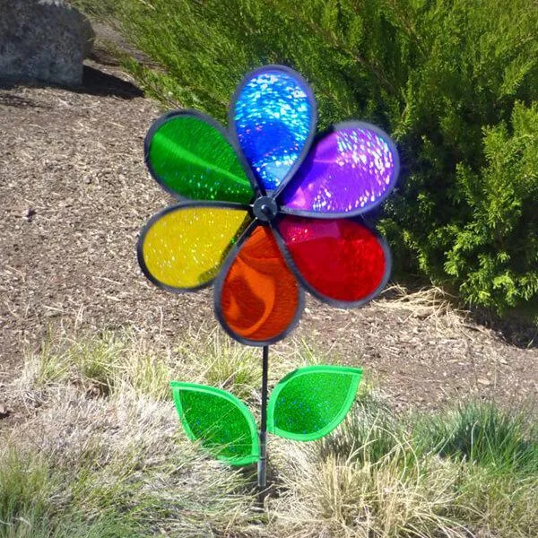 Rainbow Sparkle Flower Spinner - 12 Inch Flower Wheel - Image 5
