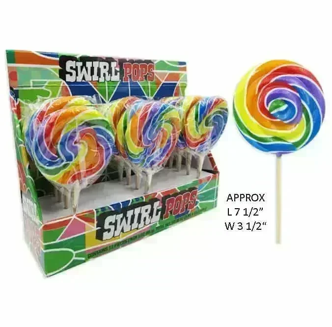 Rainbow Swirl 3-Ounce Lollipops: 24-Piece Display