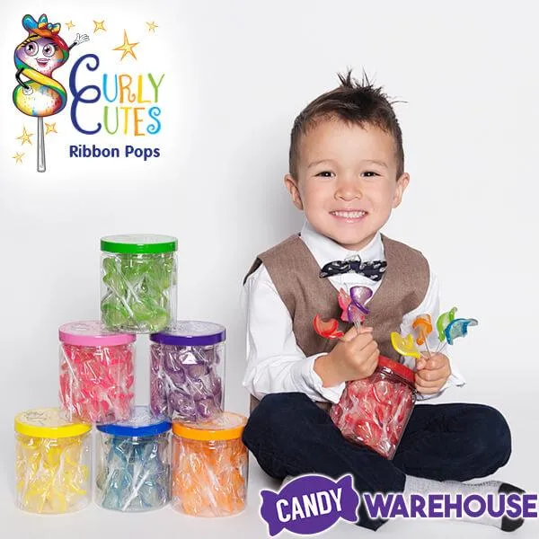 CurlyCutes Petite Crystal Ribbon Pops - Red Cherry: 20-Piece Jar - Image 2