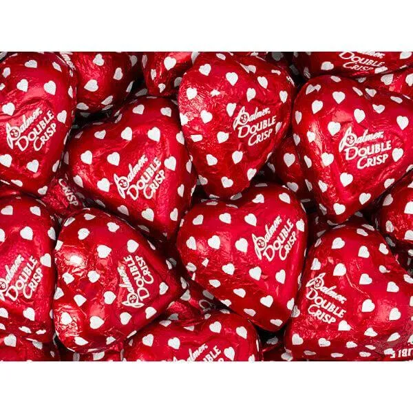 Palmer Red Foiled Double Crisp Chocolate Hearts: 8LB Bag