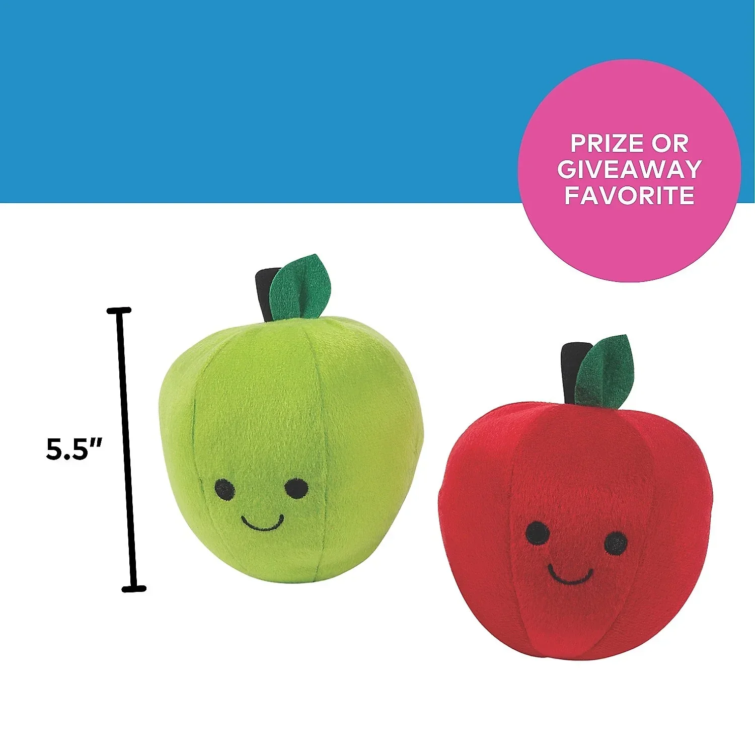 Red & Green Smiling Stuffed Apple Plush: 12-Piece Bag - Image 2