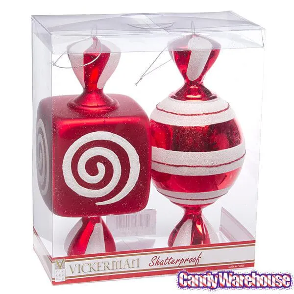 Red Large Candy Ornaments - 8 Inch: 2-Piece Box - Image 4