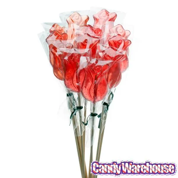 Red Rose Hard Candy Lollipops: 12-Piece Bag - Image 2