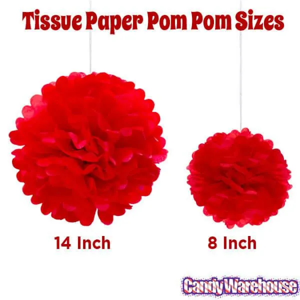 Tissue Paper 8-Inch Pom Pom - Red - Image 2