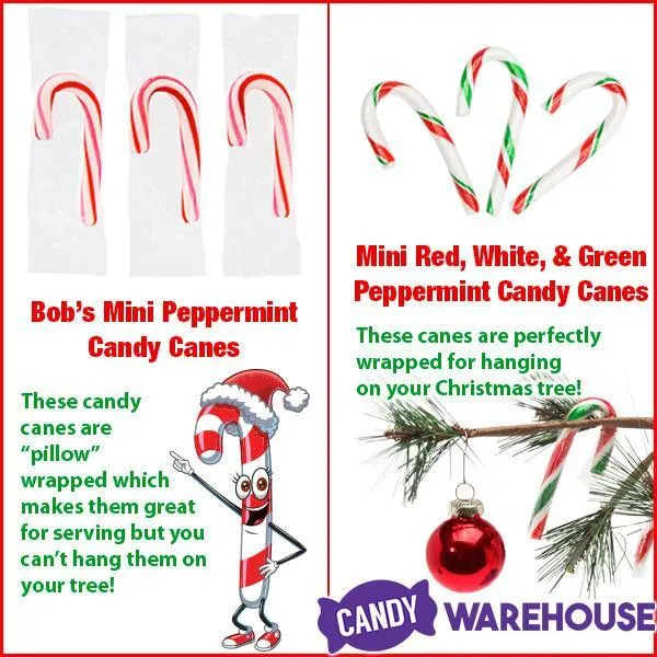 Red, White, and Green Peppermint Mini Candy Canes: 200-Piece Tub - Image 2