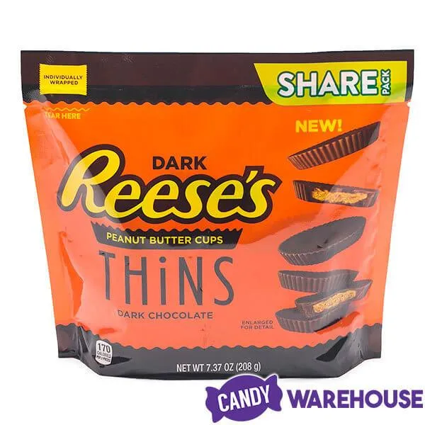 Reese's Thins Dark Chocolate Peanut Butter Cups Candy: 7.37-Ounce Bag - Image 4