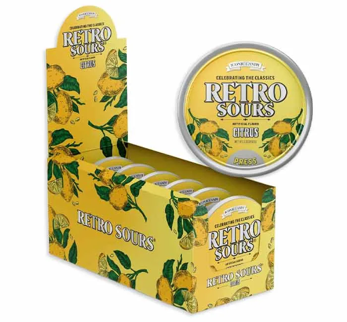 Retro Sours Hard Candy Drops Tins - Citrus: 8-Piece Box
