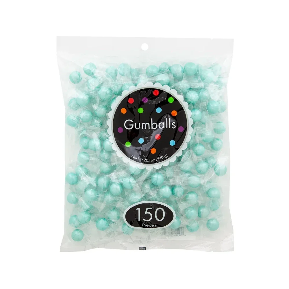 Robin Egg Blue Cotton Candy Wrapped Gumballs: 4-Bag Case