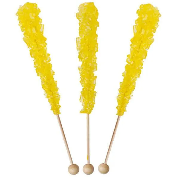 Rock Candy Crystal Sticks - Yellow - Wrapped: 100-Piece Case - Image 2