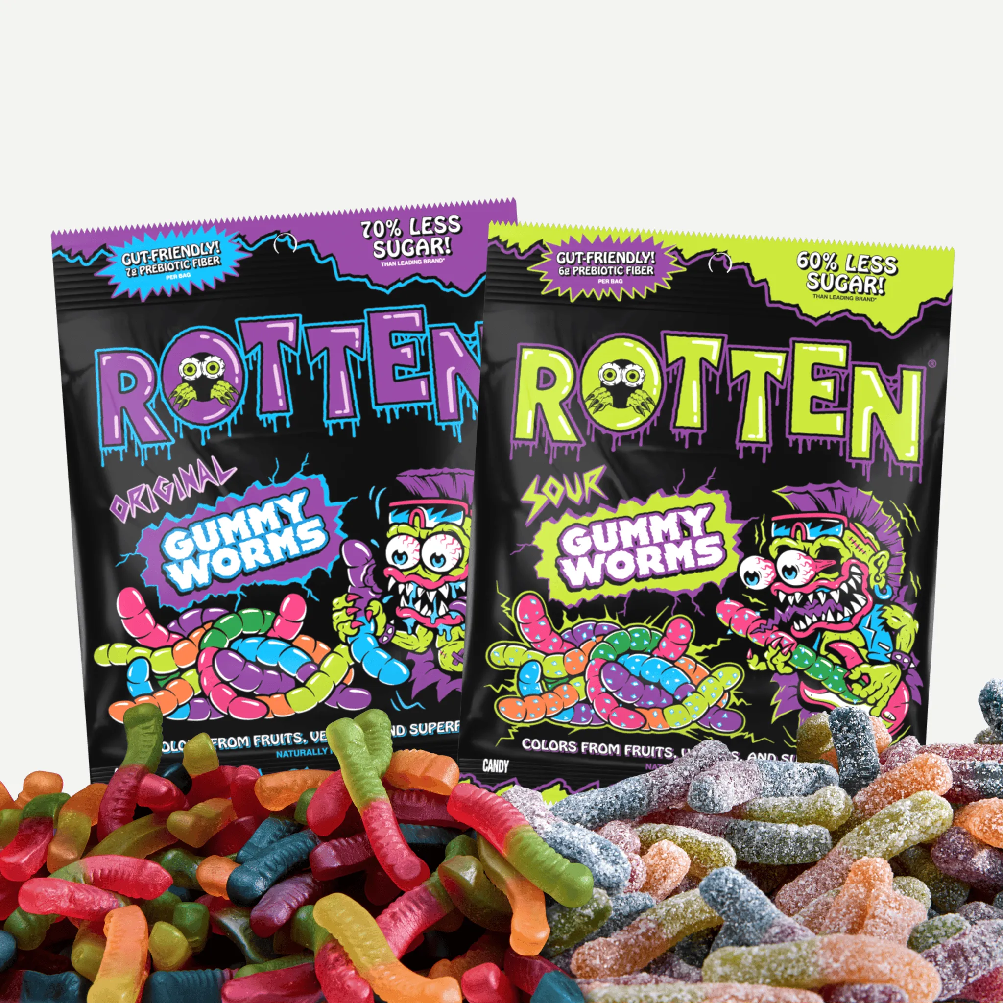 Rotten Gummy Worms, 1.8 Ounce Single Serve