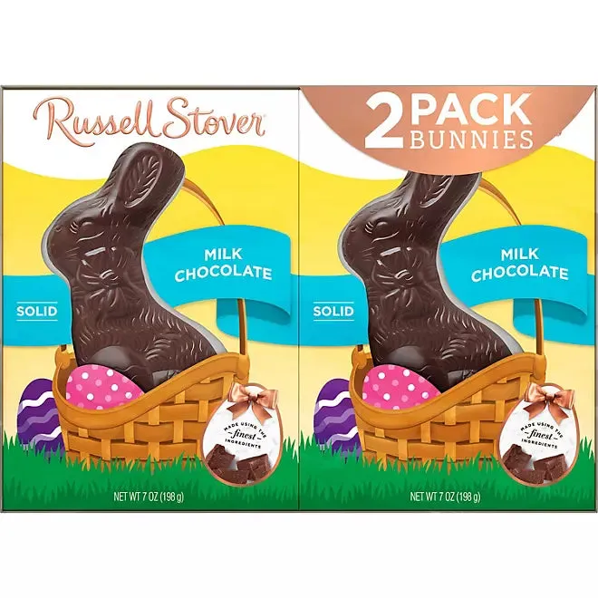 Russell Stover Easter Bunny Solid Milk Chocolate: 2-Piece Box