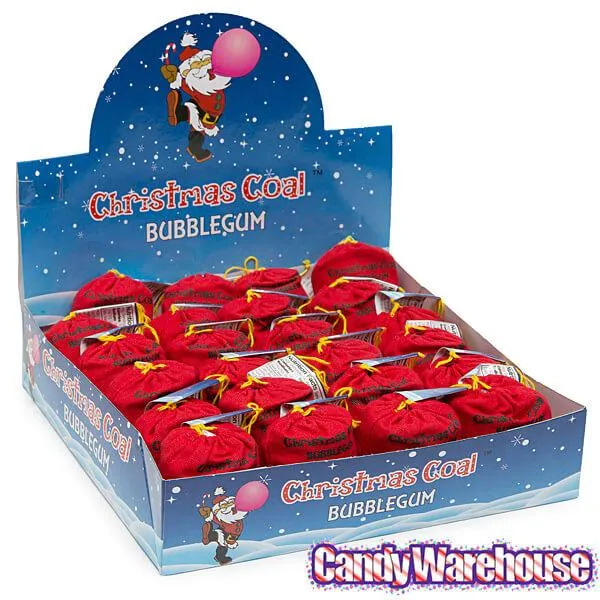 Santa's Coal Black Bubble Gum Satchels: 24-Piece Display - Image 3