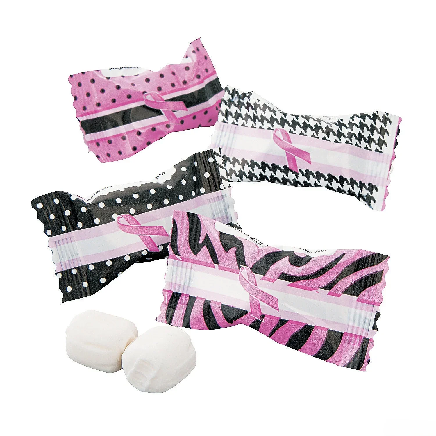 Sassy Pink Ribbon Breast Cancer Awareness Wrapped Buttermint Creams: 108-Piece Bag