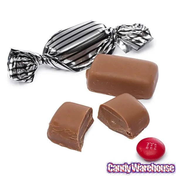Silver with Black Stripes Wrapped Mocha Chocolate Meltaways: 1LB Bag - Image 3