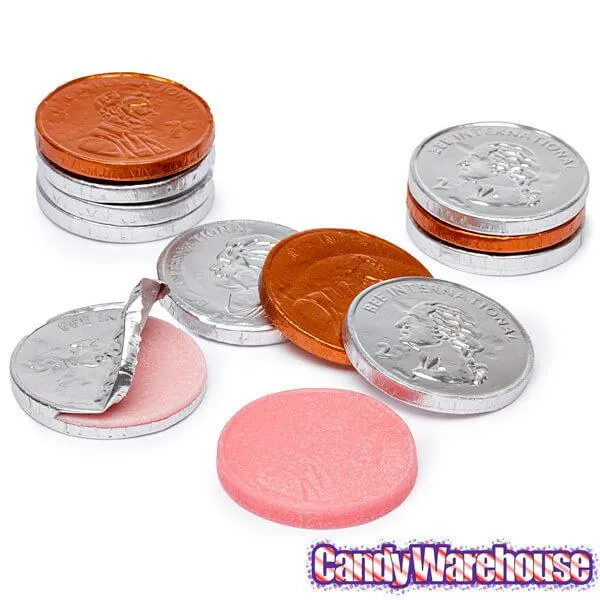 Bee International Silver and Copper Foiled Bubble Gum Coins: 100-Piece Bag - Image 4