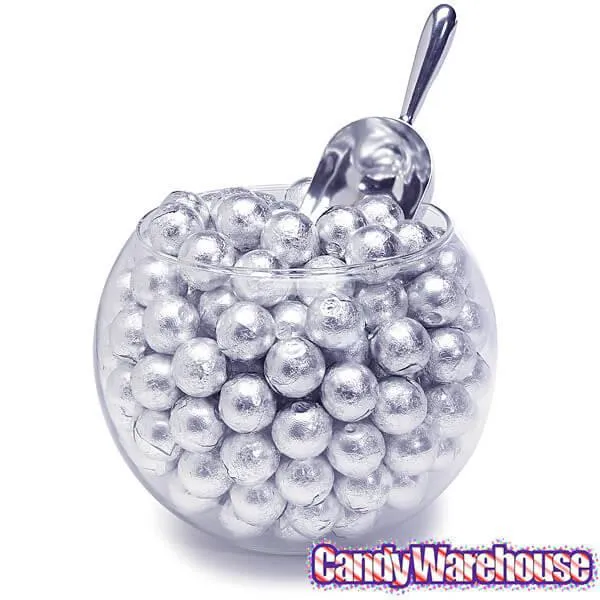 Palmer Foiled Caramel Filled Chocolate Candy Balls - Silver: 5LB Bag - Image 3