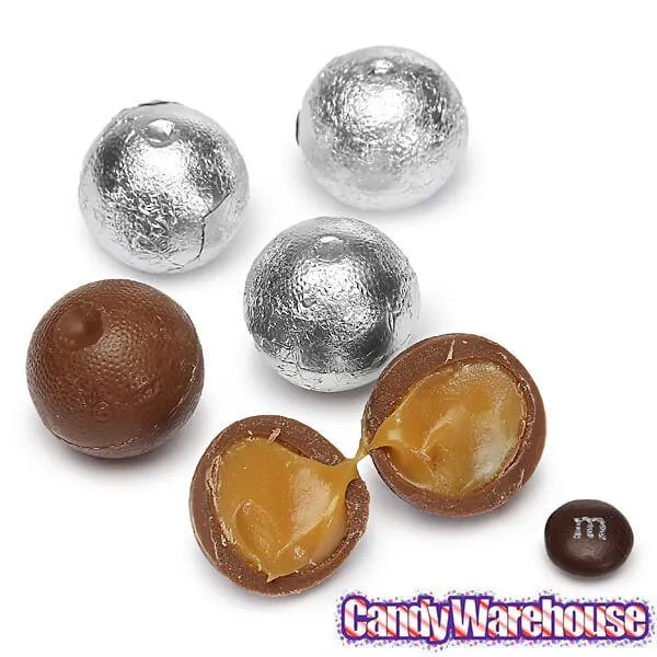 Palmer Foiled Caramel Filled Chocolate Candy Balls - Silver: 5LB Bag - Image 4