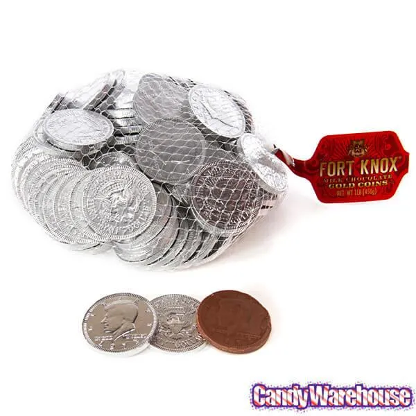 Silver Foiled Milk Chocolate Coins: 1LB Bag - Image 3