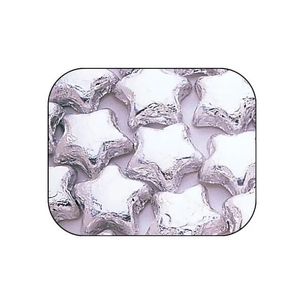 Madelaine Foiled Milk Chocolate Stars - Silver: 10LB Bag - Image 3