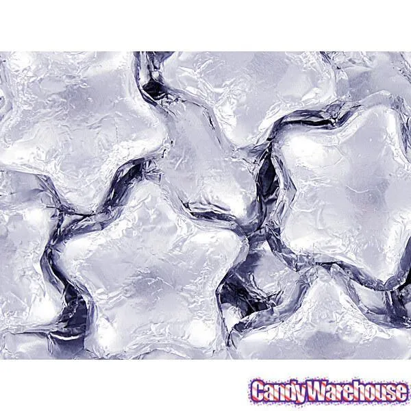 Madelaine Foiled Milk Chocolate Stars - Silver: 10LB Bag - Image 5