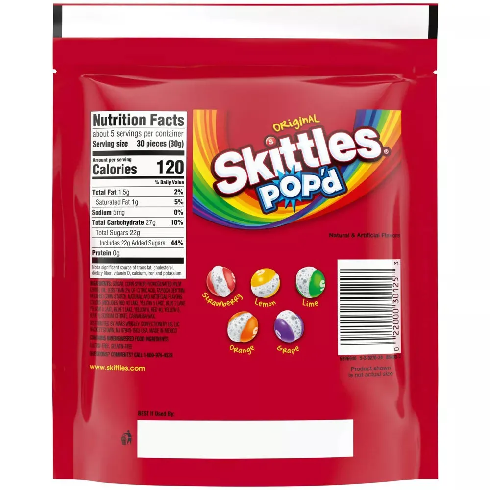 SKITTLES POP'd Originals Freeze Dried Candy: 5.5-Ounce Bag - Image 2
