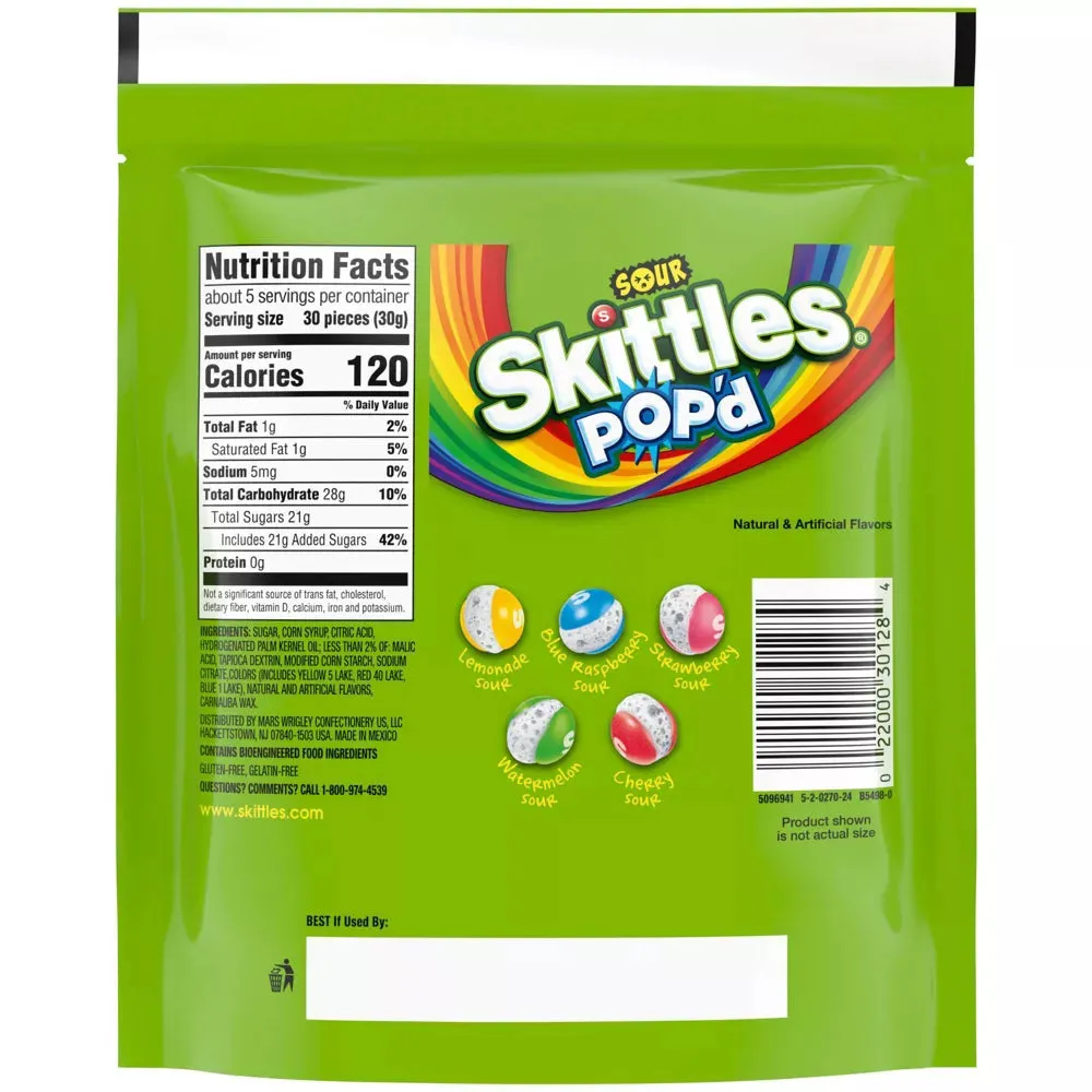 SKITTLES POP'd Sour Freeze Dried Candy: 5.5-Ounce Bag - Image 2