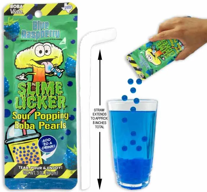 Slime Licker Sour Popping Boba Pearls - Blue Raspberry: 10-Piece Display