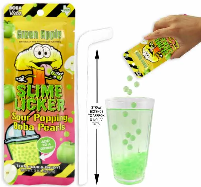 Slime Licker Sour Popping Boba Pearls - Green Apple: 10-Piece Display