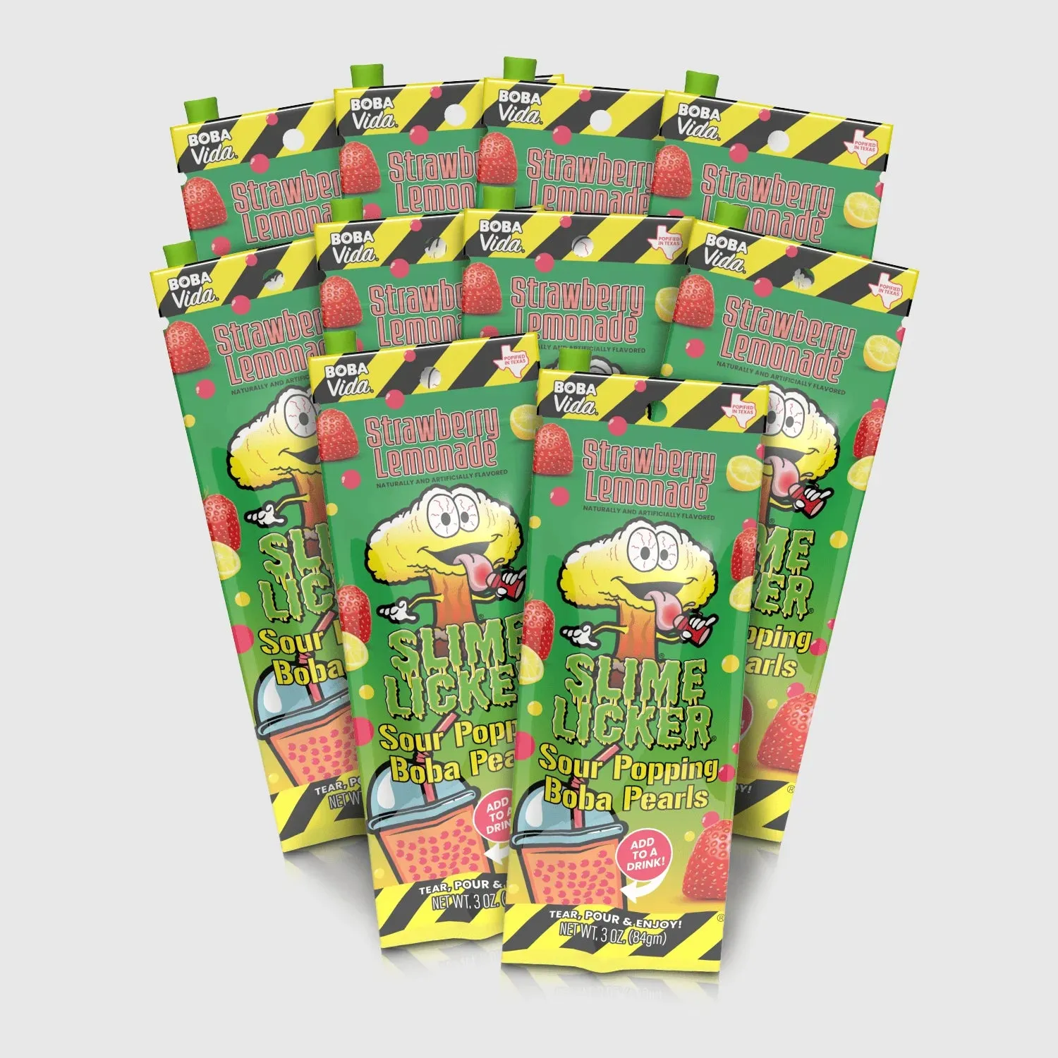 Slime Licker Sour Popping Boba Pearls - Strawberry Lemonade: 10-Piece Display - Image 3