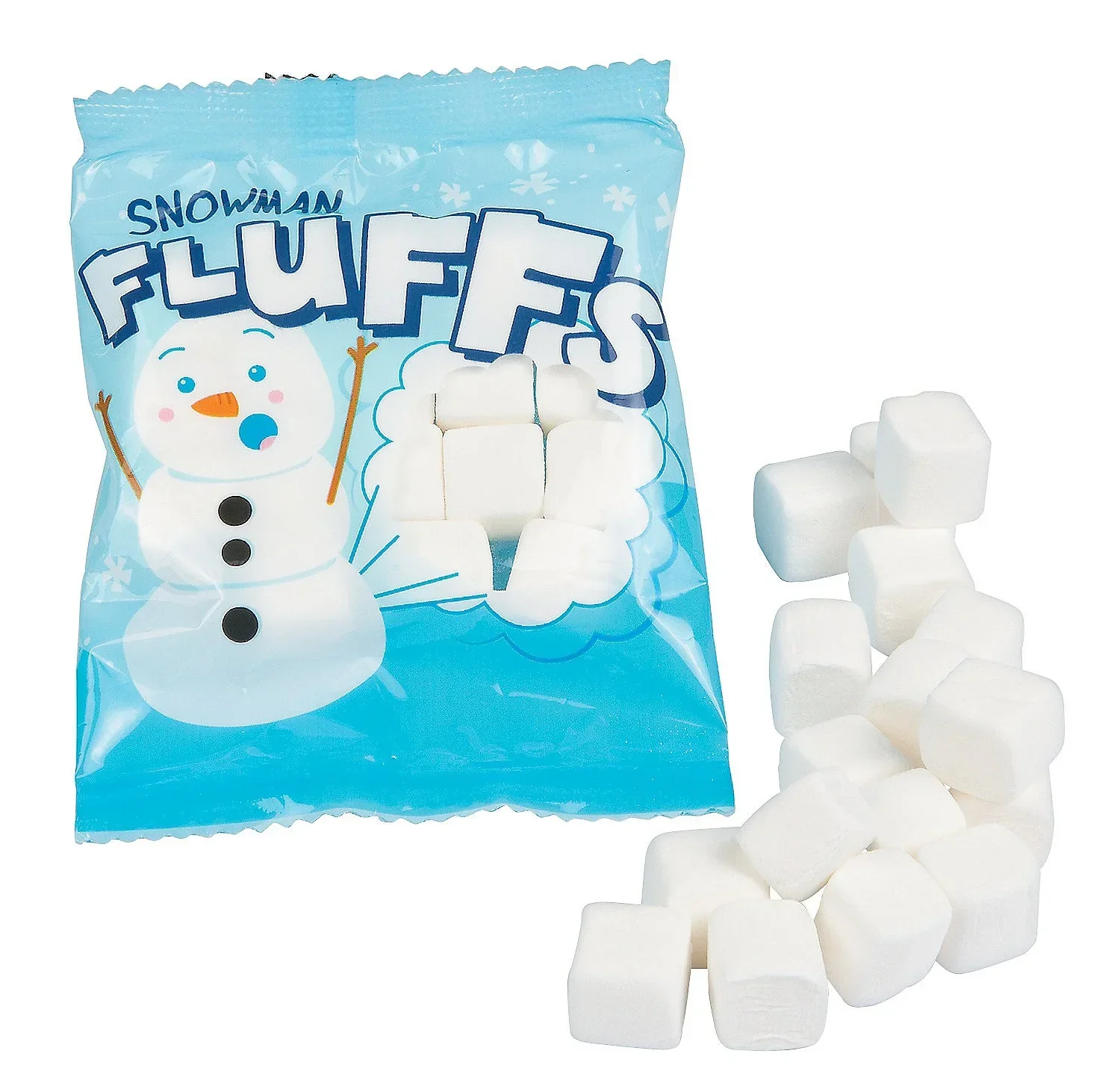 Snowman Fluffs Marshmallow Fun Packs: 72-Piece Bag