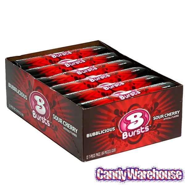 Bubblicious Bubble Gum Bursts Packs - Cherry Storm: 12-Piece Box - Image 2
