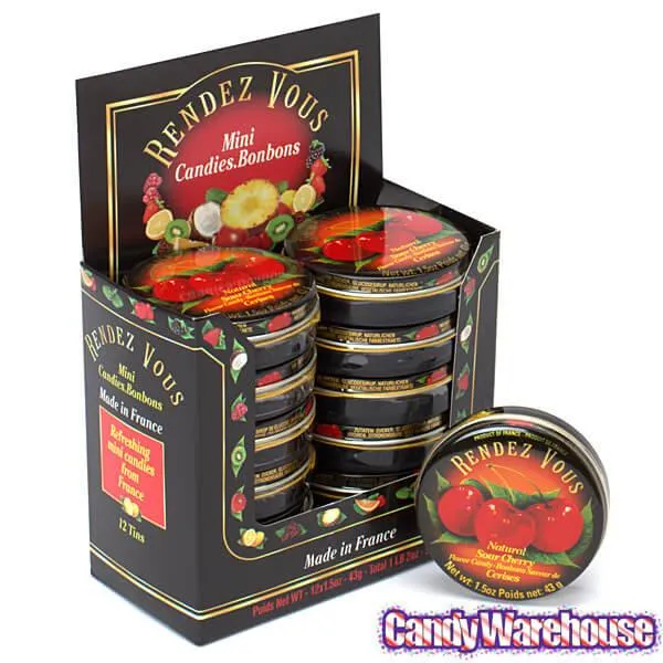 Rendez Vous Mini Bon Bons Tins - Sour Cherry: 12-Piece Box - Image 2