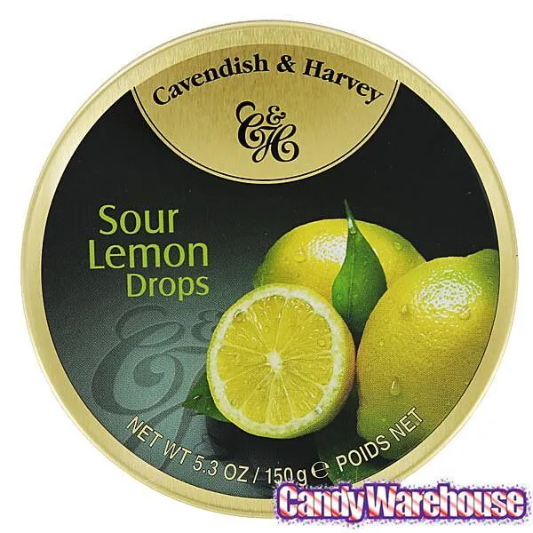 Cavendish & Harvey Hard Candy Drops Tins - Sour Lemon: 12-Piece Box - Image 2