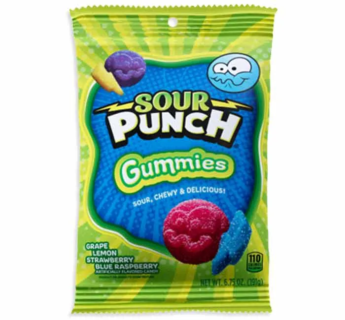Sour Punch Assorted Gummies Peg Bag: 12-Piece Case