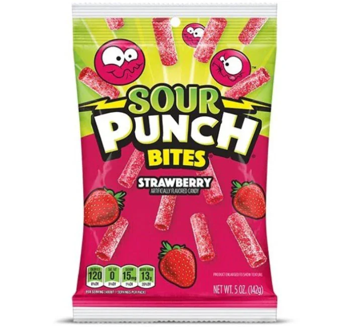 Sour Punch Bites Peg Bag - Strawberry: 12-Piece Case