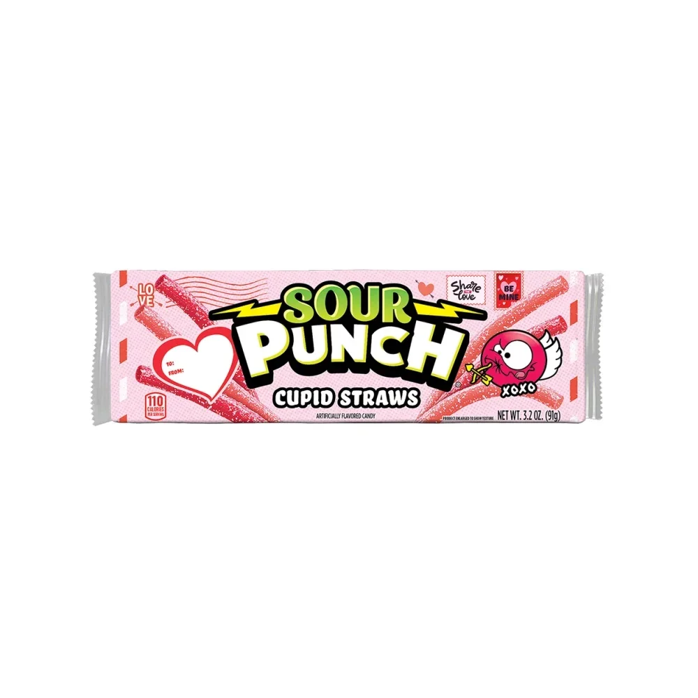 Sour Punch Cupid Straws Candy: 24-Piece Case