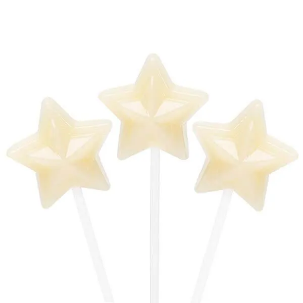 Sparkle Candy White Star Lollipops: 100-Piece Bag
