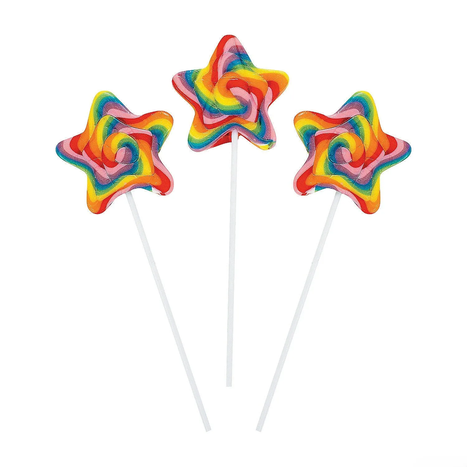 Star Shaped 3" Swirl Lollipops: 12-Piece Box
