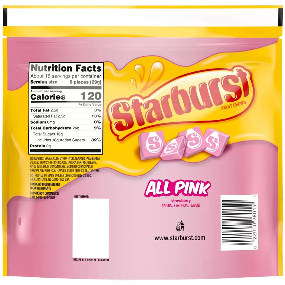 Starburst Fruit Chews Candy - All Pink: 90-Piece Bag - Image 6