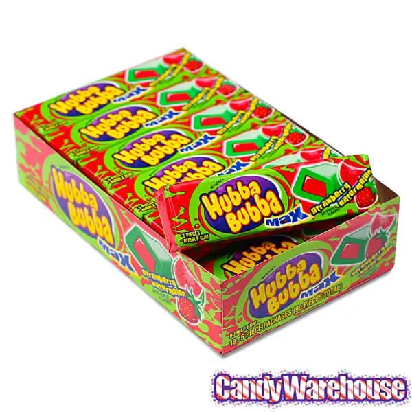 Hubba Bubba Max Bubble Gum Packs - Strawberry Watermelon: 18-Piece Box - Image 3