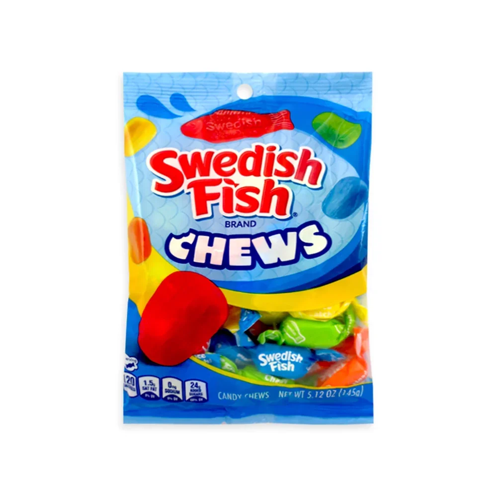 Swedish Fish Assorted Chews Peg Bags: 12-Piece Case