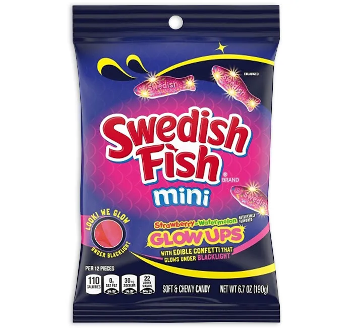 Swedish Fish - Glow Ups Peg Bags: 12-Piece Case