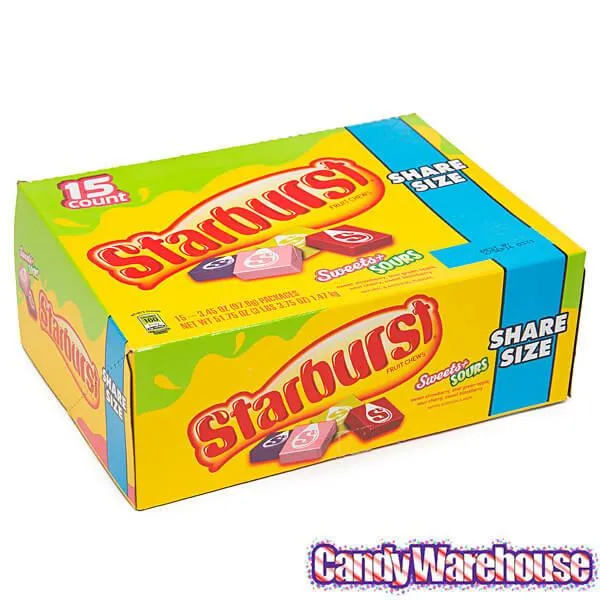 Starburst Fruit Chews King Size Candy Packs - Sweets and Sours: 15-Piece Box - Image 5